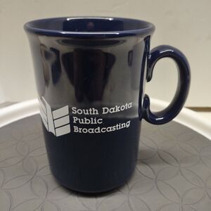 South Dakota Public Broadcasting ceramic coffee mug. Vintage Dark Blue
